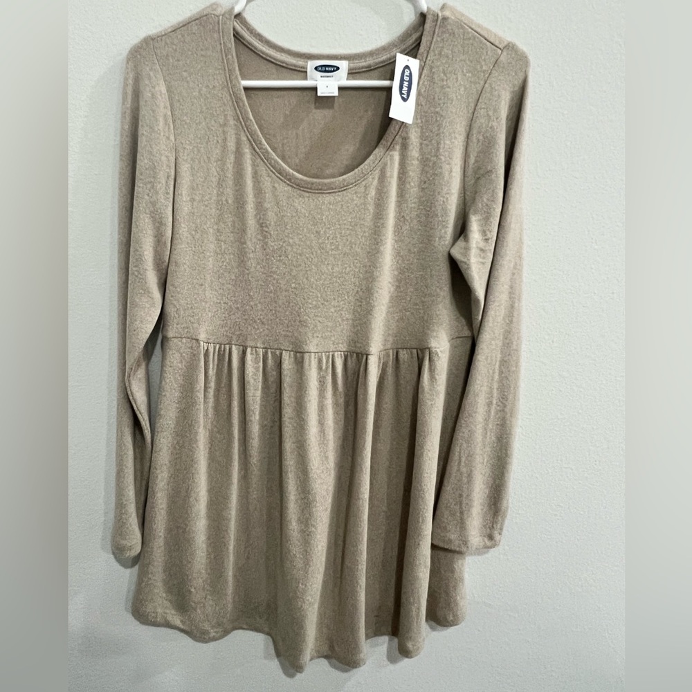 Beige Babydoll Maternity Sweater